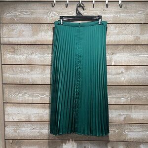 J. Crew Teal Pleated Midi Skirt